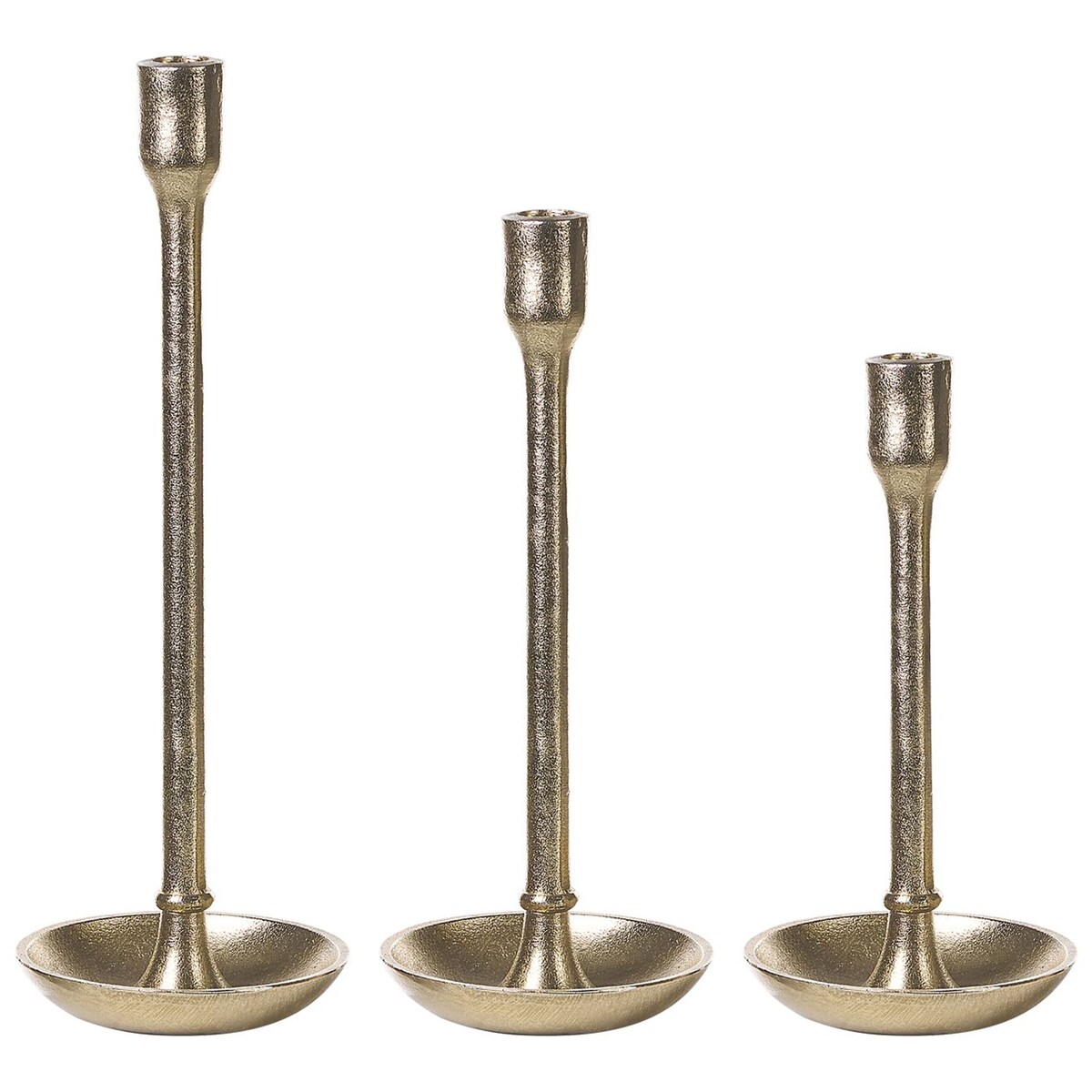 Zestaw 3 świeczników LIWUNG Metal 27/33/38 cm Złoty