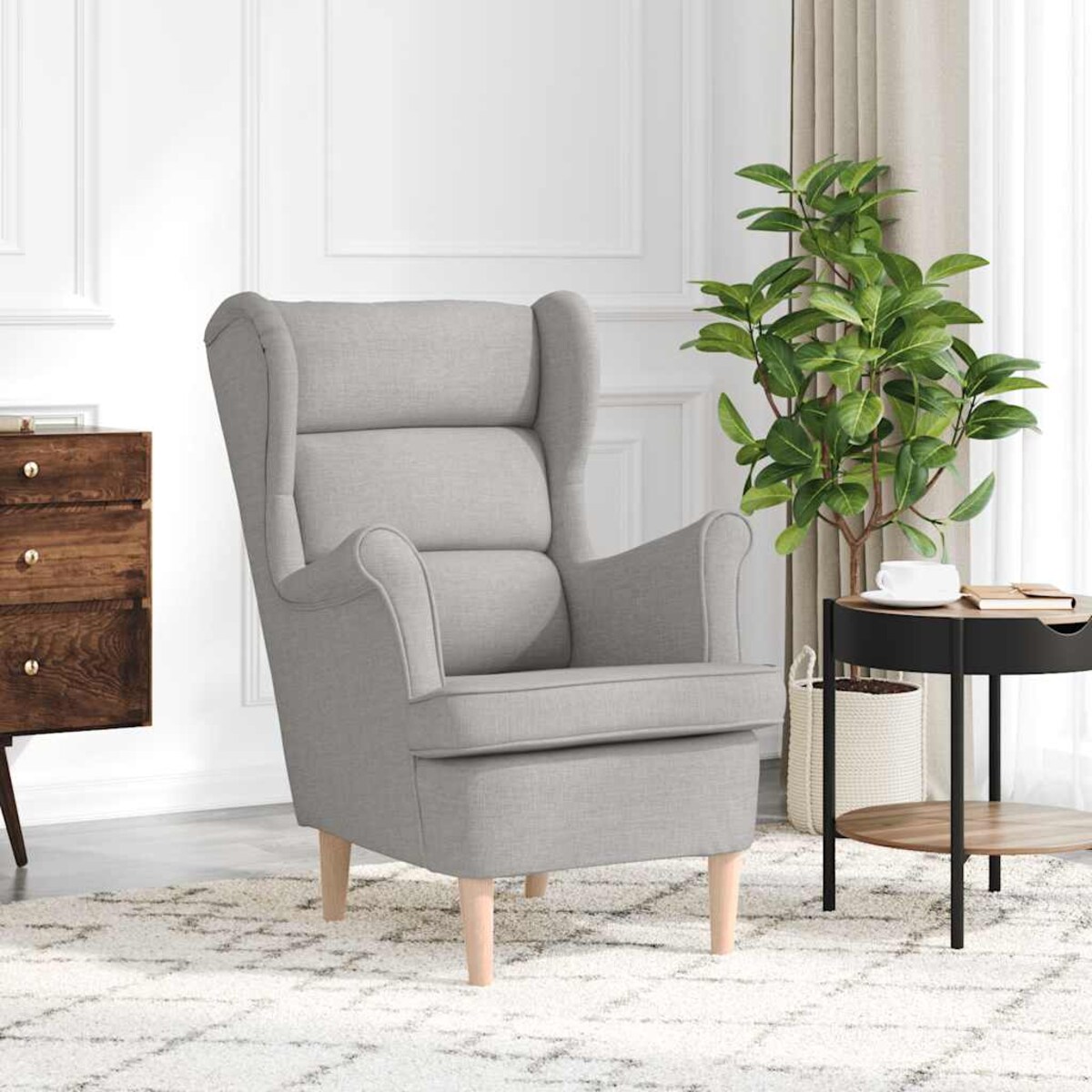 vidaXL Fotel, szary, 74x84x100 cm, obity tkaniną