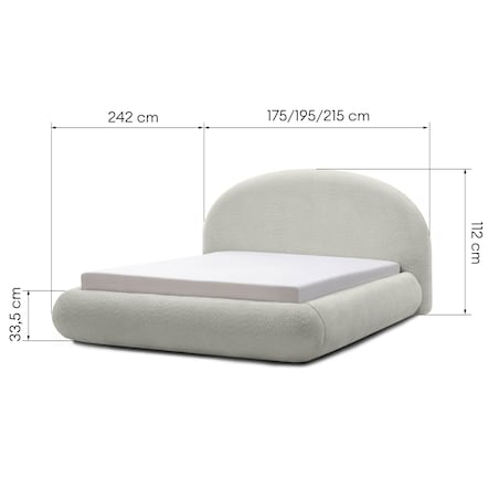 Łóżko tapicerowane 160x200 cm szare bouclé Riaci