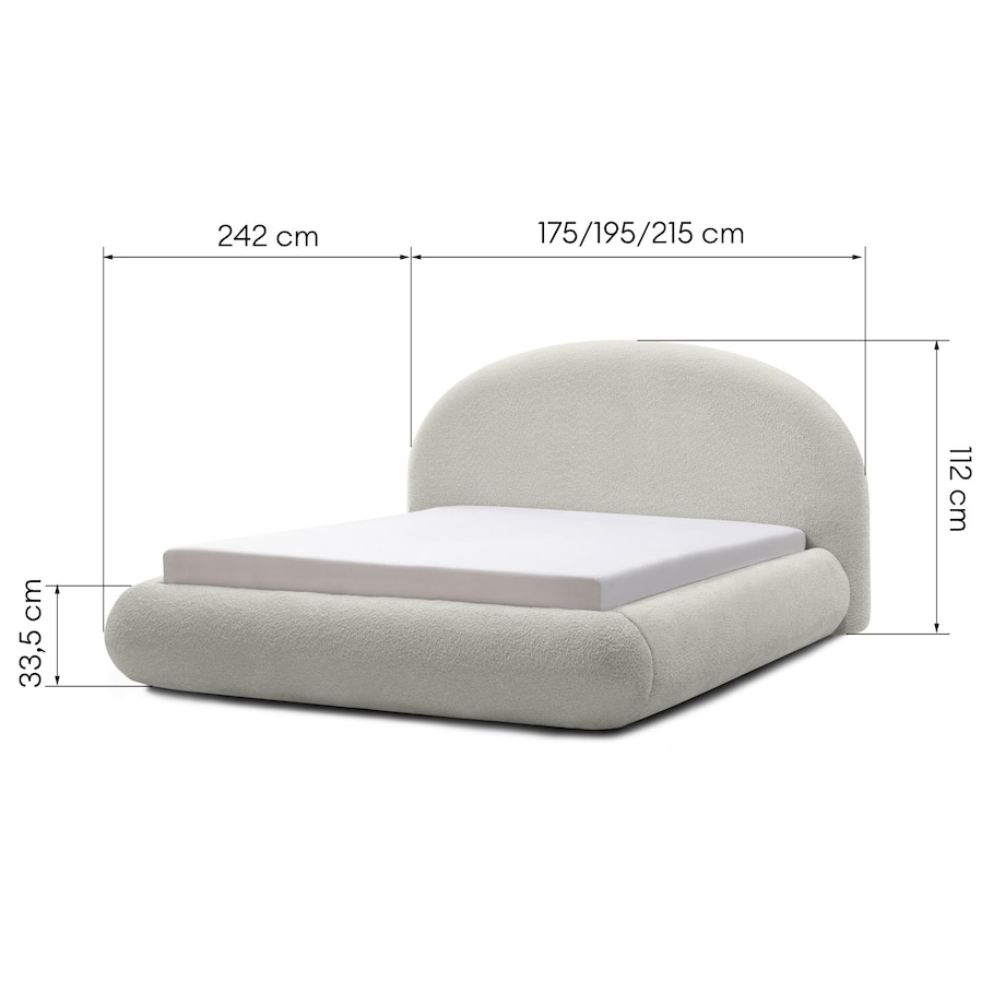 Łóżko tapicerowane 160x200 cm szare bouclé Riaci