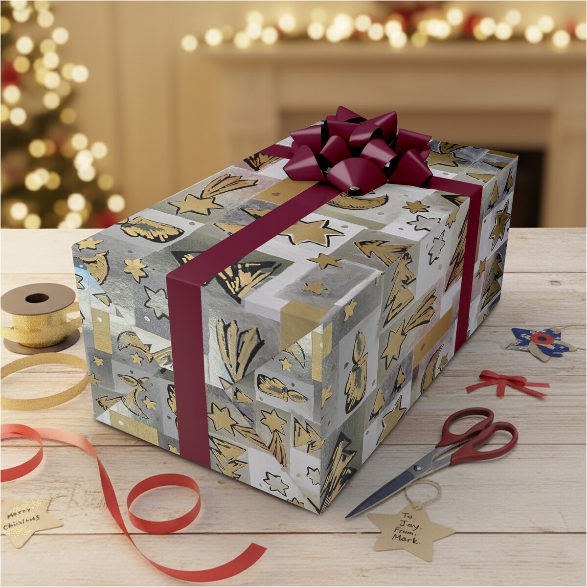 Papier Prezentowy Do Pakowania Prezentów 25 m MEGAROLKA Świąteczny Do Paczek Boże Narodzenie Ozdobny