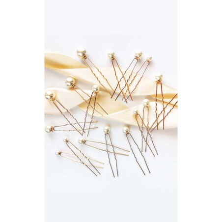 Komplet zestaw kokówek do fryzury ślub z perłami złoty