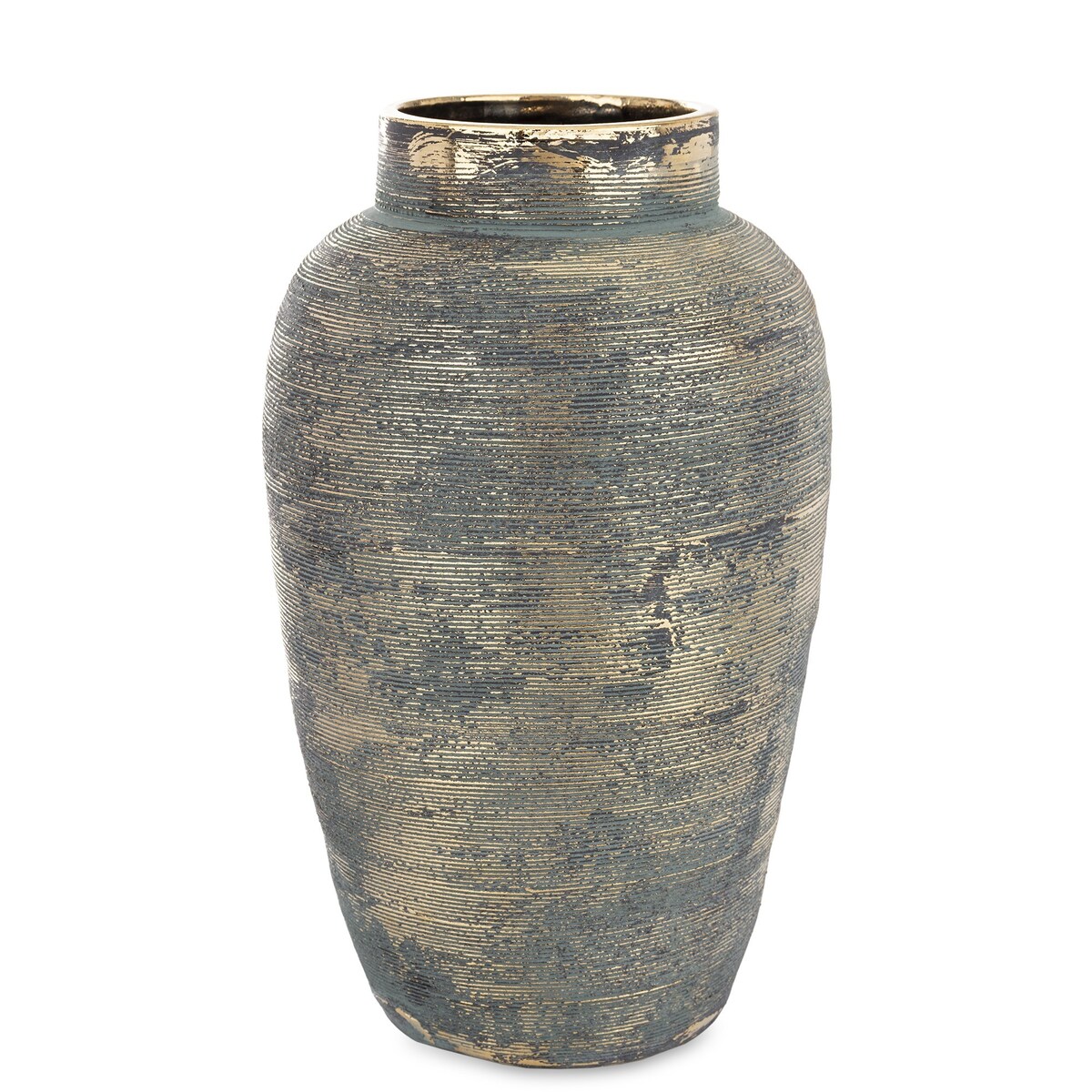 Wazon ceramiczny złoty, postarzany 38x22x22 cm JULIANO niebieski