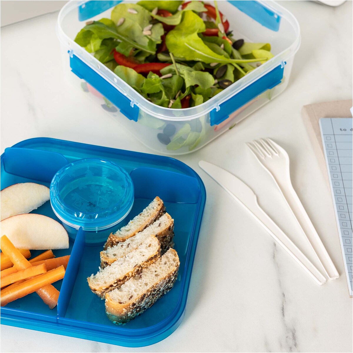 Pojemnik Śniadaniowy Plastikowy Śniadaniówka Lunch Box 1.6 L Niebieski