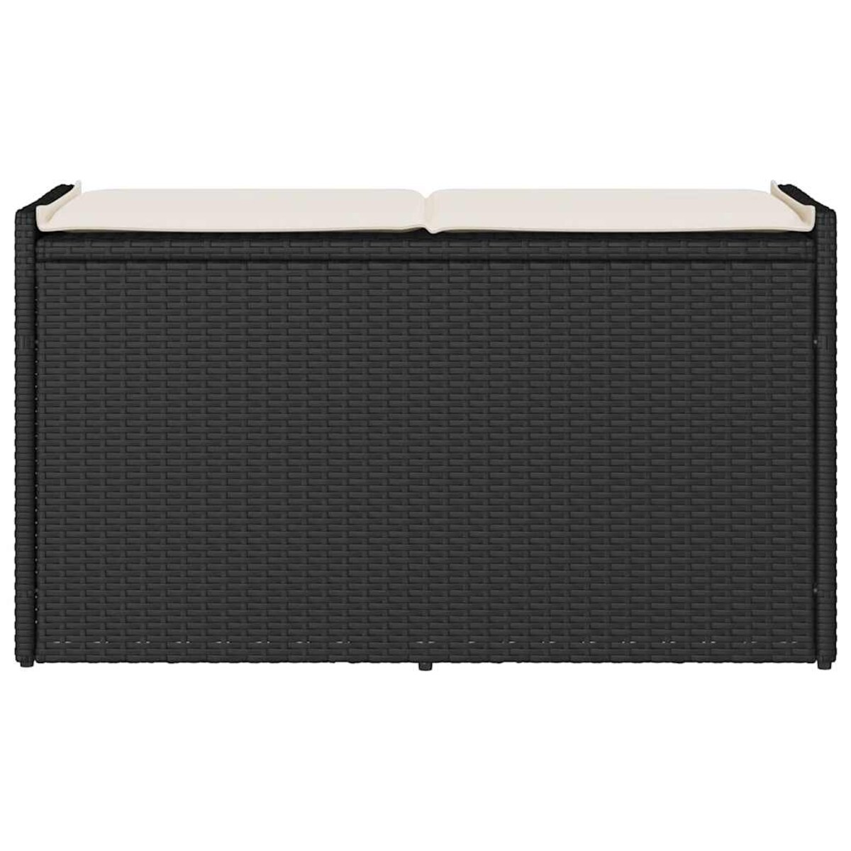 vidaXL Ławka ogrodowa ze schowkiem i poduszką, czarna, polirattan