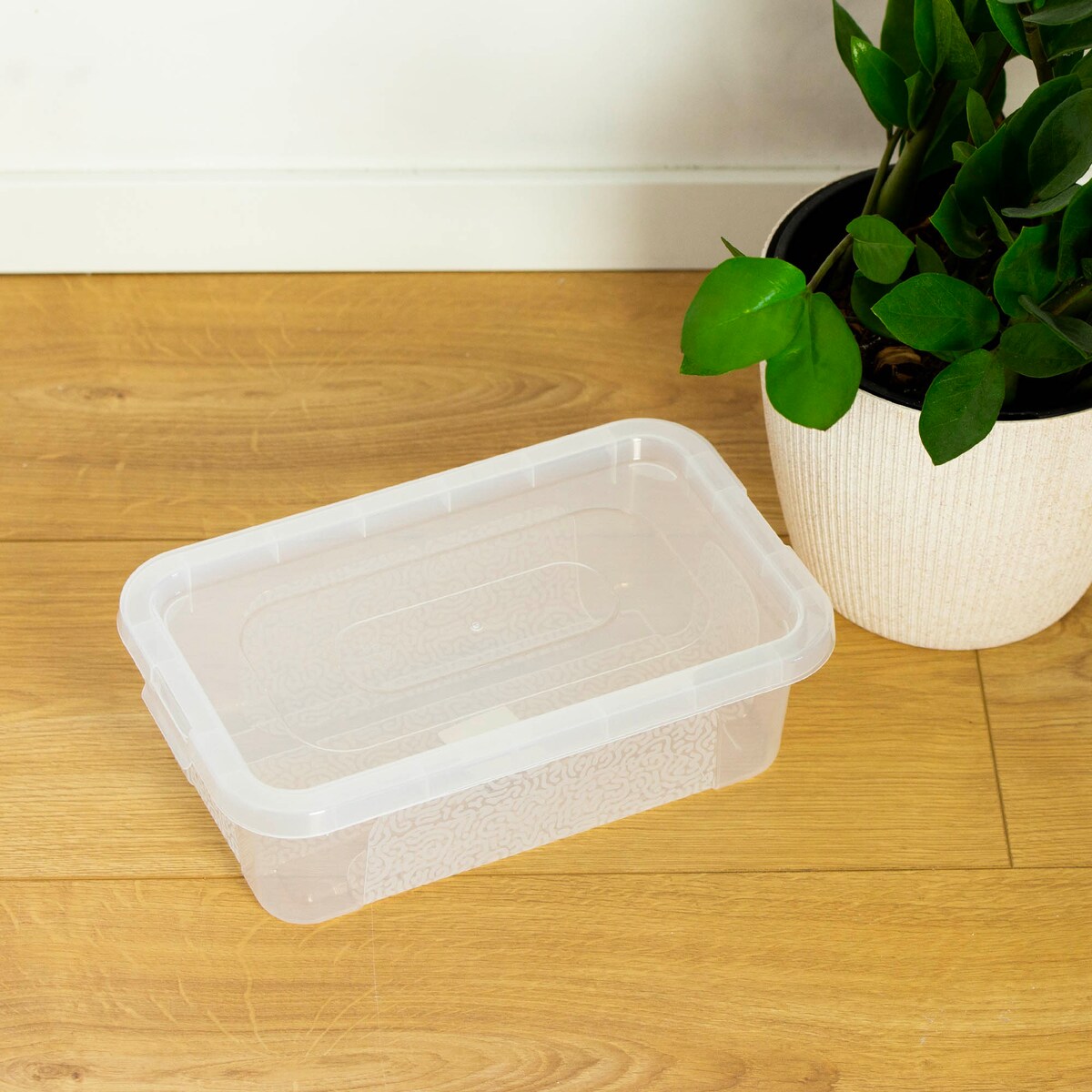 Pojemnik Plastikowy Z Pokrywą Zamykany Pudełko Box Przezroczysty 4,5 L