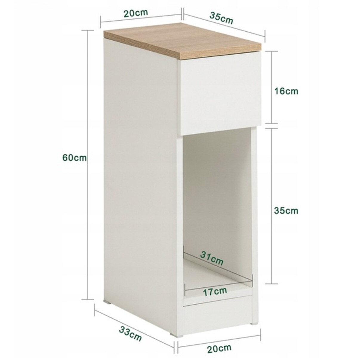 Szafka nocna wąska z szufladą stolik z półką nowoczesny loft sypialni 60 cm