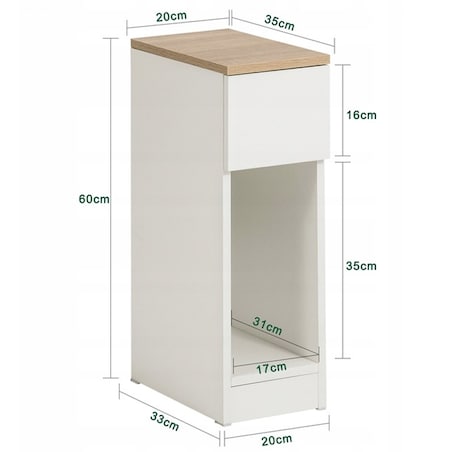 Szafka nocna wąska z szufladą stolik z półką nowoczesny loft sypialni 60 cm
