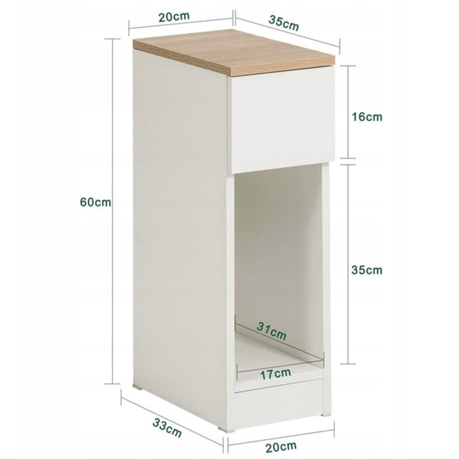 Szafka nocna wąska z szufladą stolik z półką nowoczesny loft sypialni 60 cm