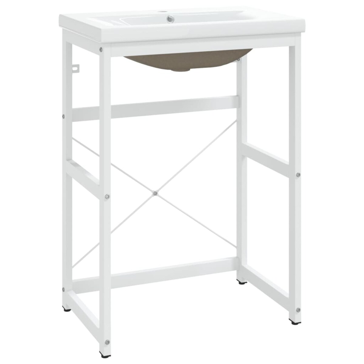 vidaXL Stelaż łazienkowy z wbudowaną umywalką, biały, żelazo