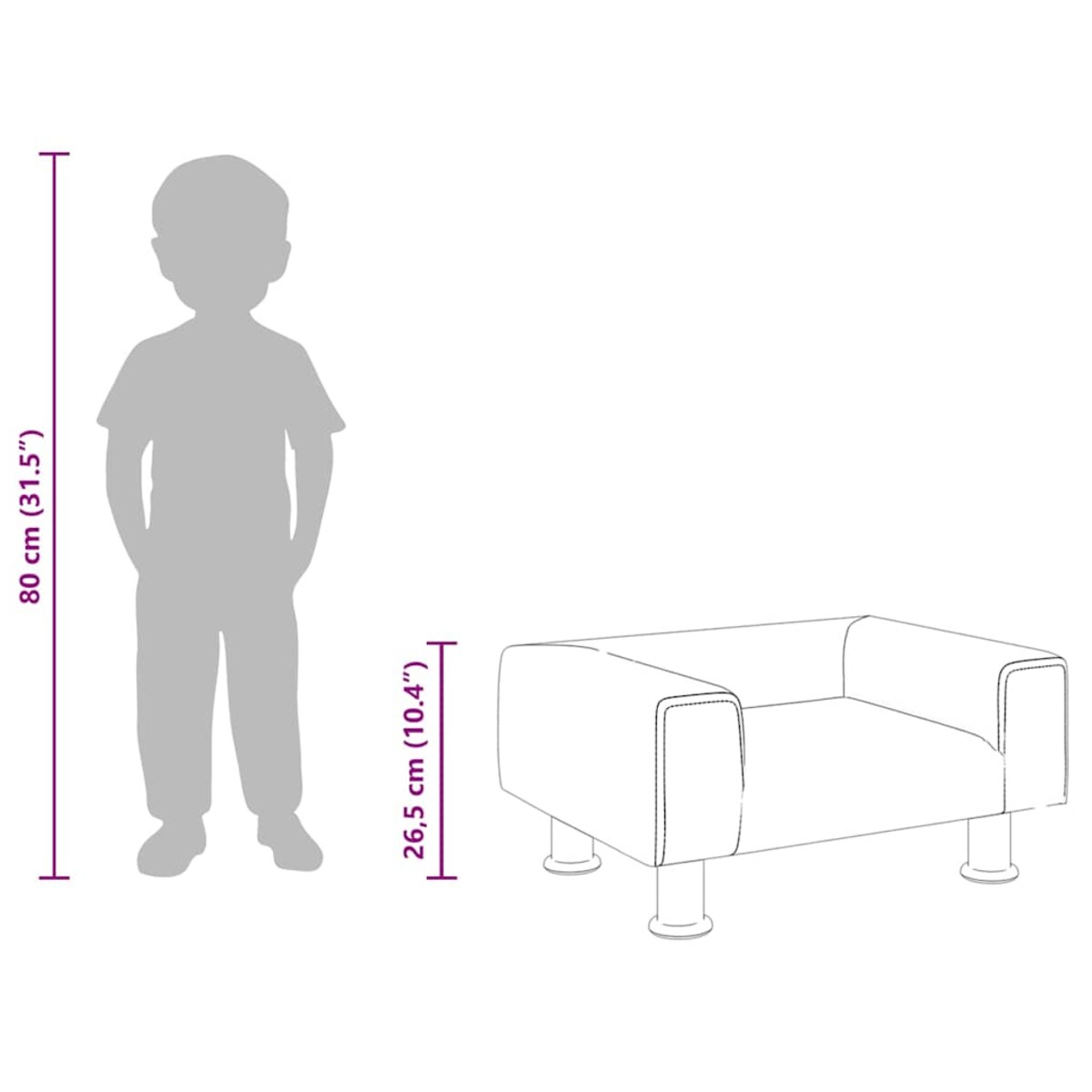 vidaXL Sofa dla dzieci, ciemnoszara, 50x40x26,5 cm, aksamitna