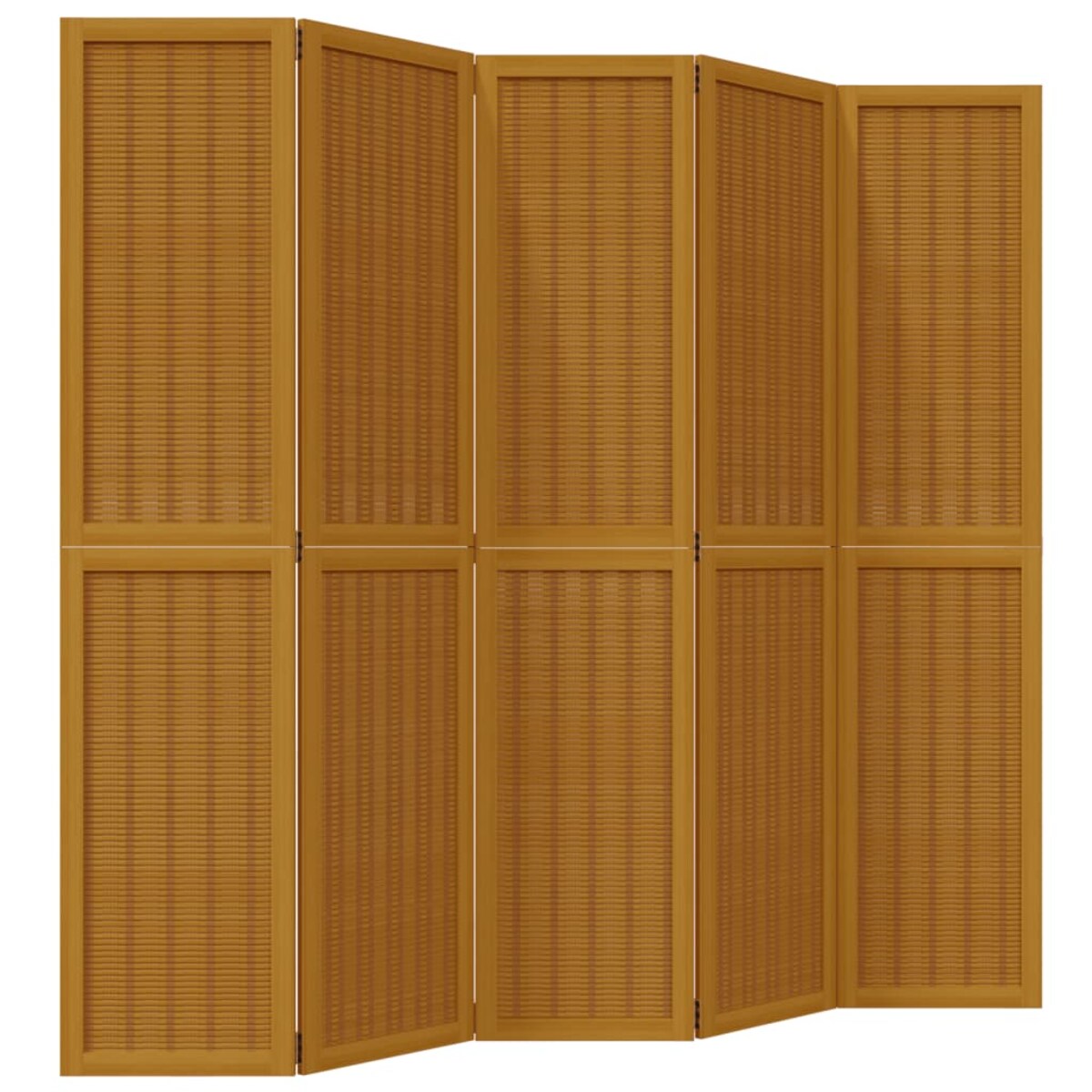 vidaXL Parawan pokojowy, 5-panelowy, brązowy, lite drewno paulowni