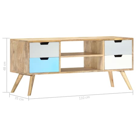 vidaXL Szafka pod TV, 110 x 35 x 48 cm, lite drewno mango