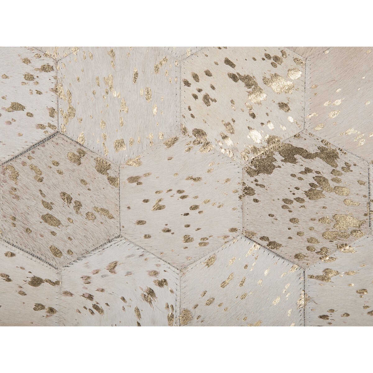 Dywan patchwork okrągły skórzany ⌀ 140 cm beżowy ZEYTIN