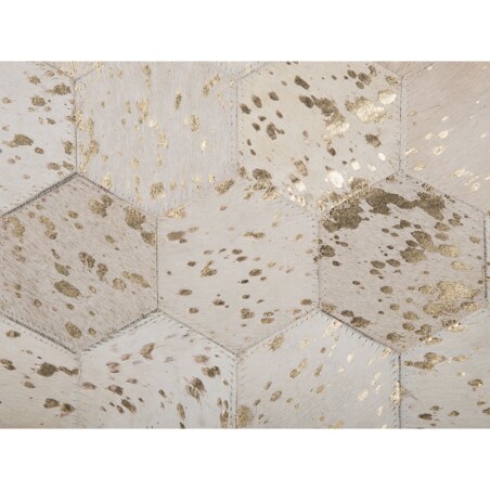 Dywan patchwork okrągły skórzany ⌀ 140 cm beżowy ZEYTIN