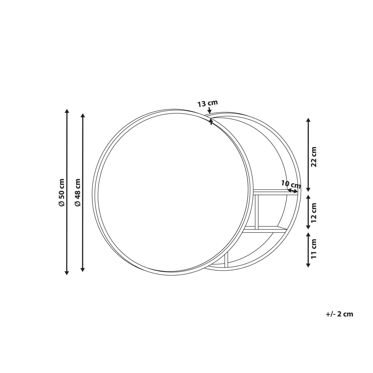 Szafka wisząca łazienkowa z lustrem UCAYALI 50 cm 50 cm Czarny