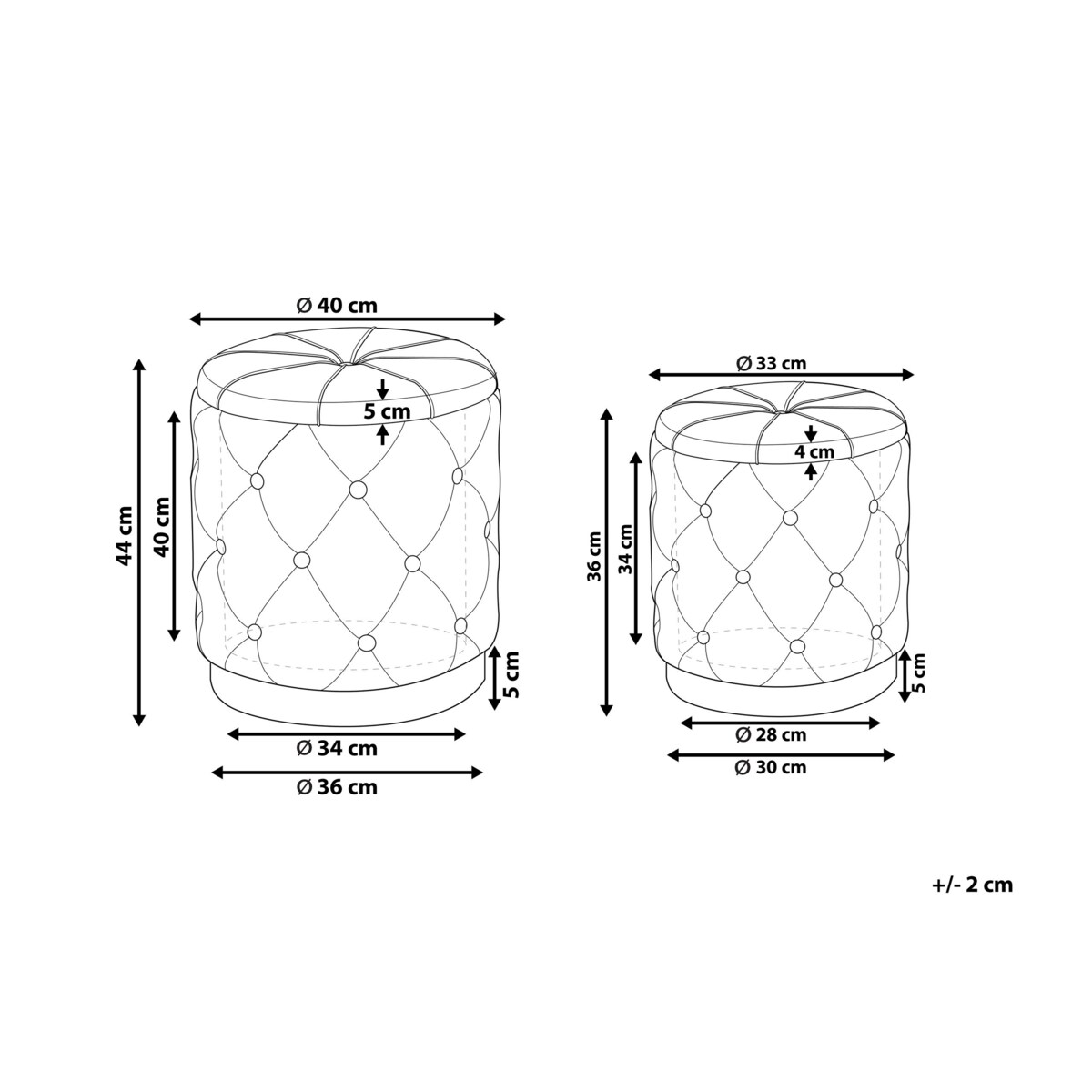 Zestaw 2 pufów ze schowkiem beżowo-szary PUEBLO
