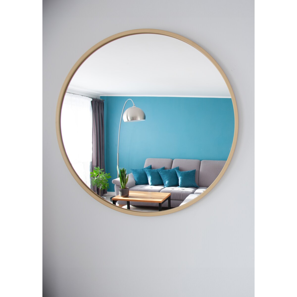 Lustro okrągłe - złote - 70 cm