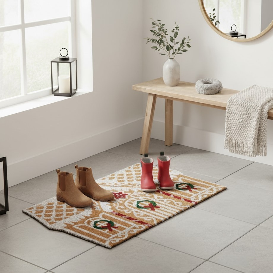 Wycieraczka wejściowa kokosowa Domek z Piernika 39x59x1,5 cm DOGRI