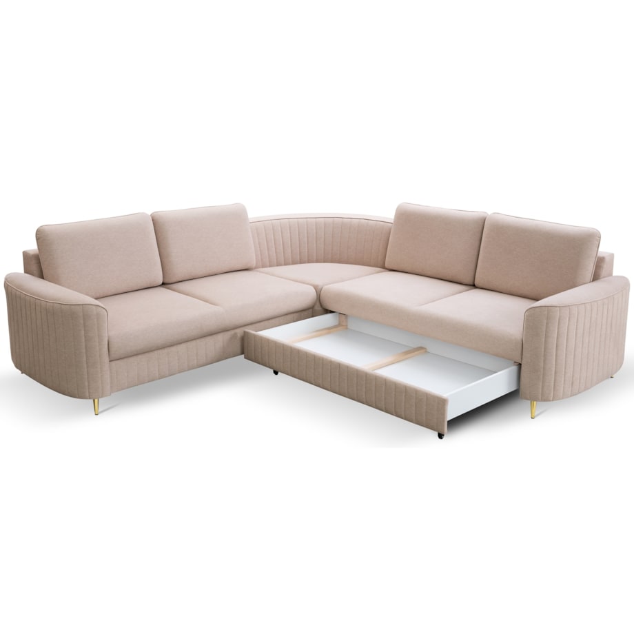 Narożnik z funkcją spania i pojemnikiem na pościel LOREN, beżowy