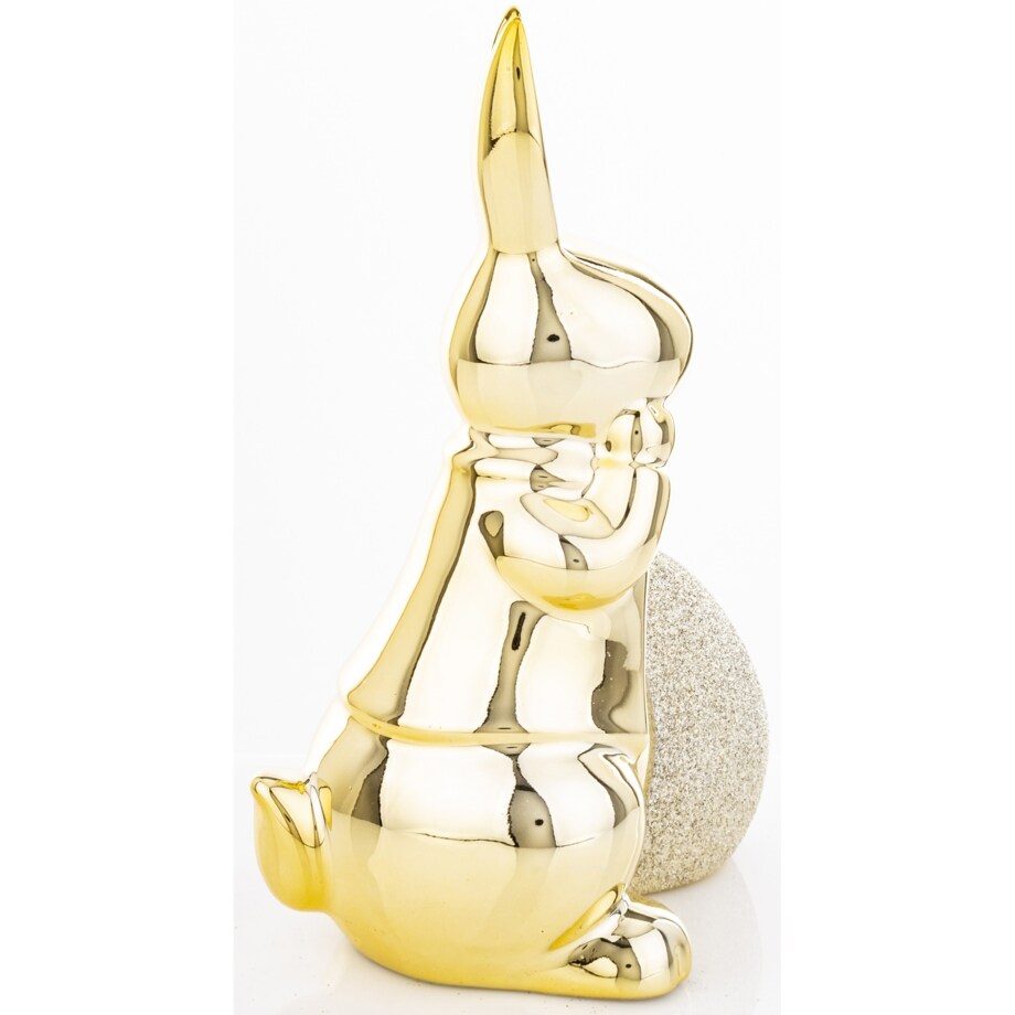 Dekoracja - złoty królik z jajkiem 18x10x11 cm
