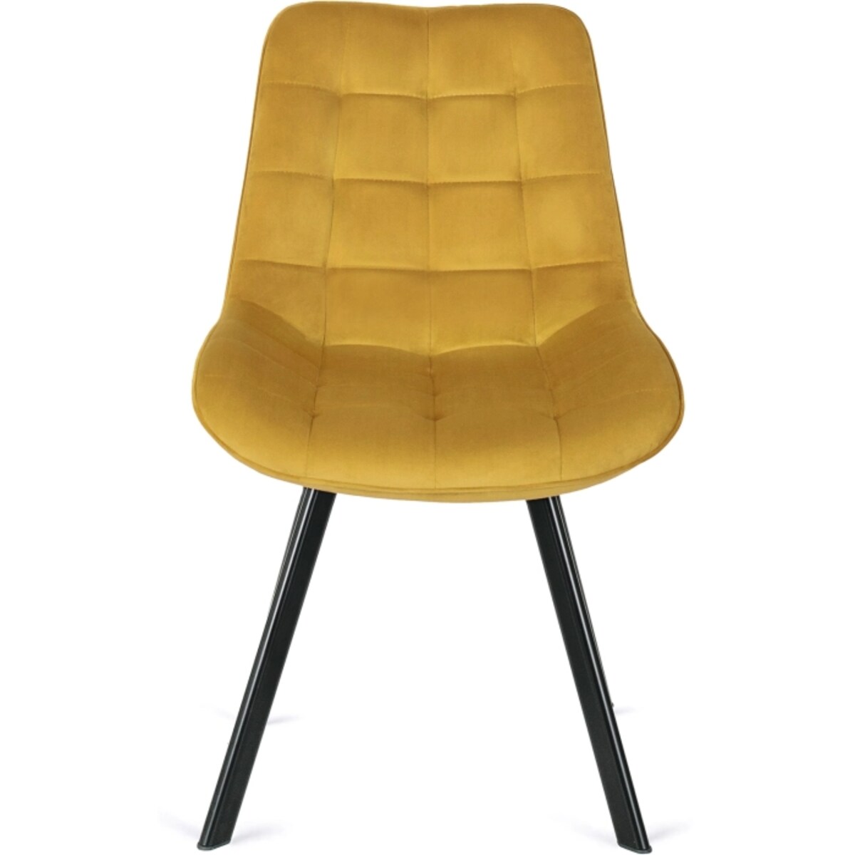 Krzesło RICK Musztardowe Tapicerowane do Jadalni Welurowe