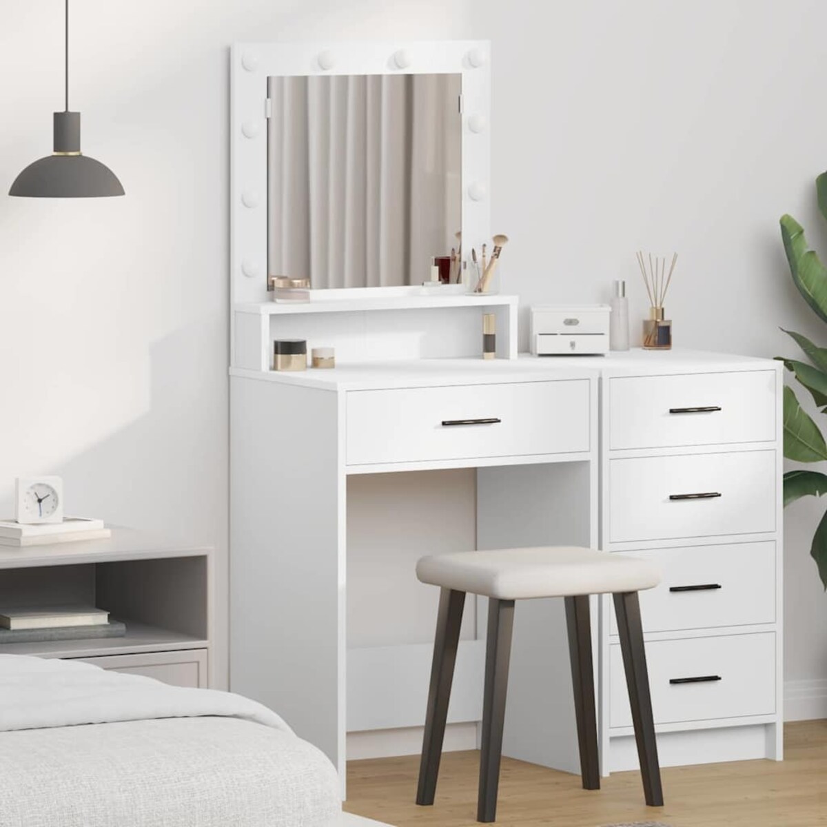 vidaXL Toaletka z półką Biały 50 x 41 x 135 cm Materiał drewnopochodny