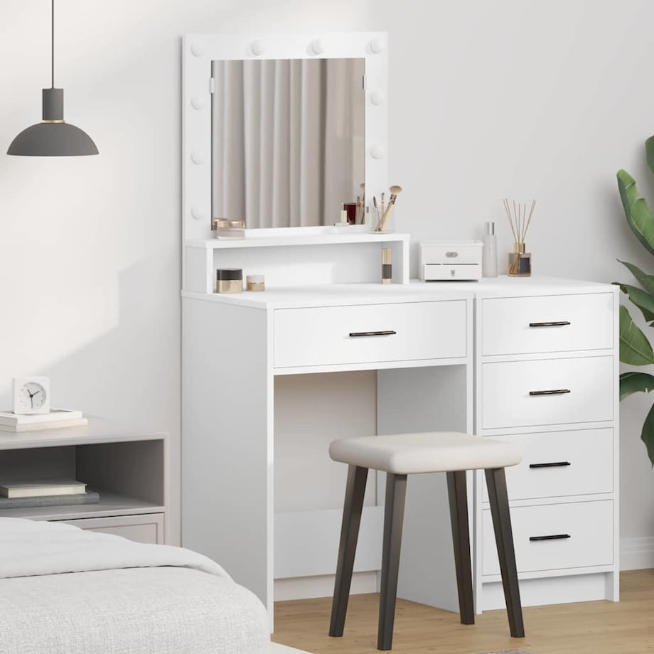 vidaXL Toaletka z półką Biały 50 x 41 x 135 cm Materiał drewnopochodny