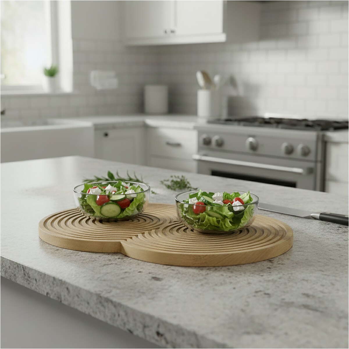 Deska Do Serwowania Drewniana Duża Okrągła Kuchenna Solidna 48X33 Cm Brązowa (Dwa Koła)