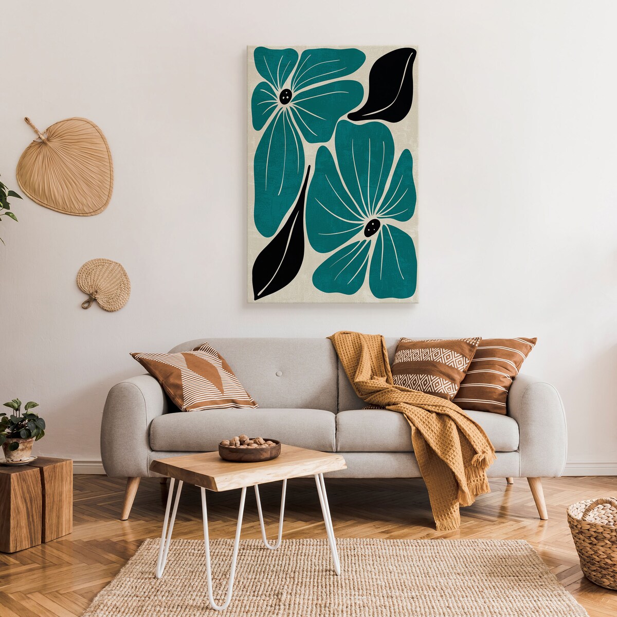 Obraz Turkusowe Egzotyczne Kwiaty 30x40cm