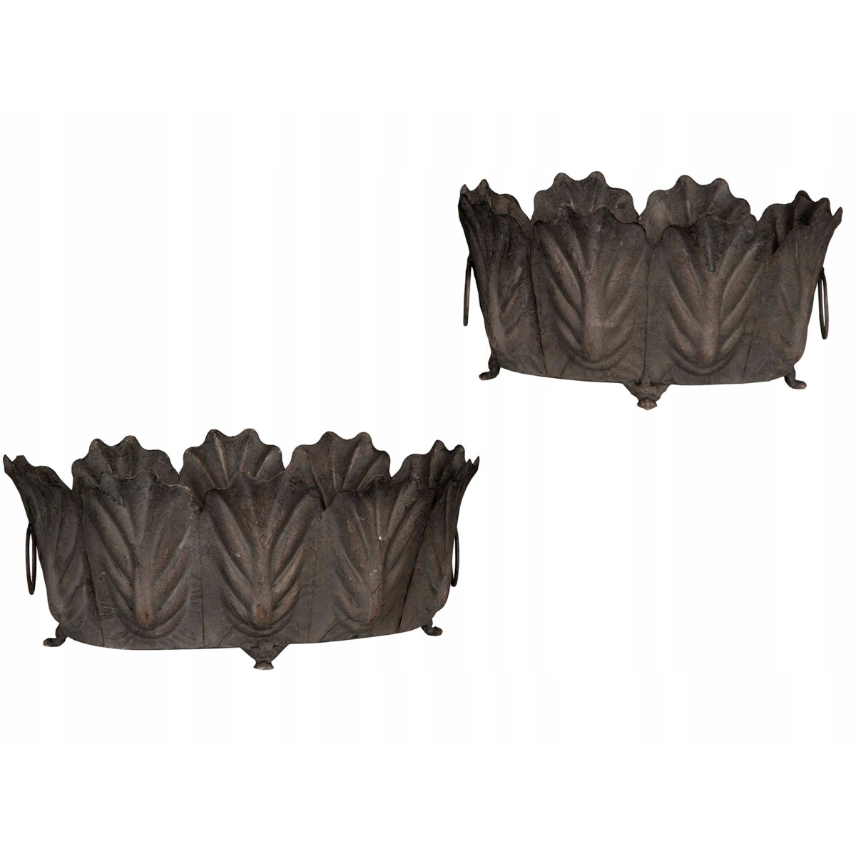 OSŁONKA NA DONICZKĘ KWIAT METALOWA SZARA loft duża doniczka ozdoba 2 szt.