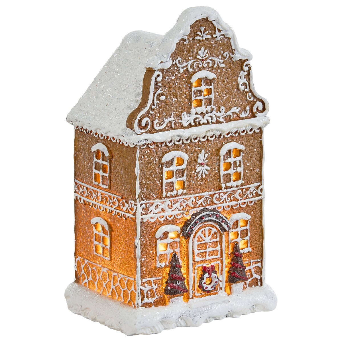 Zestaw 3 dekoracji świątecznych LED RIMPI 21/25/26 cm Domek Brązowy
