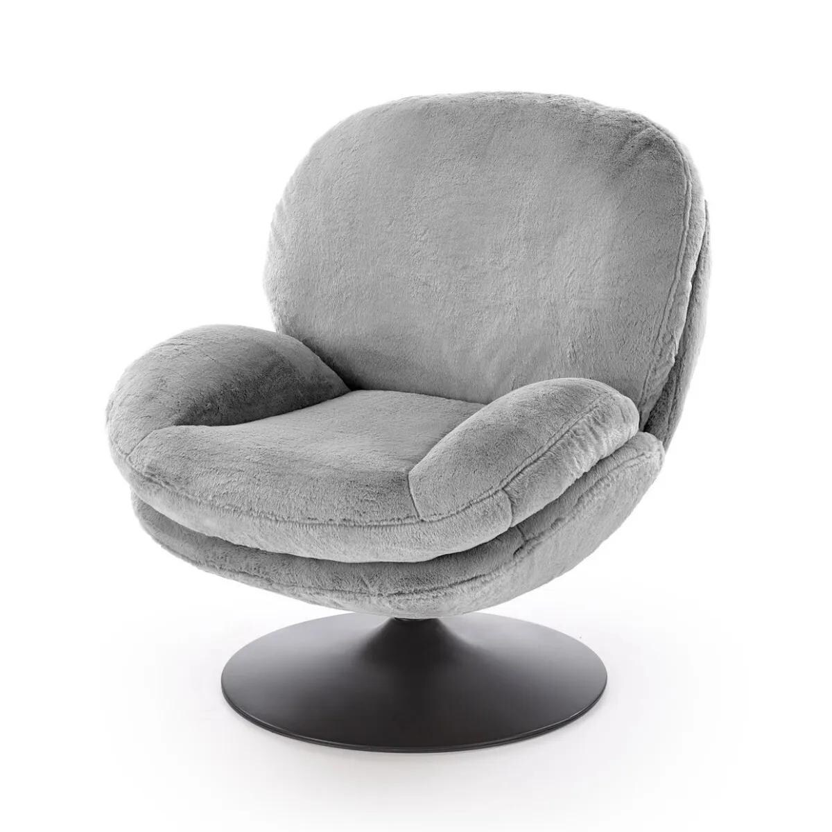 Fotel tapicerowany SHELL szary obracany