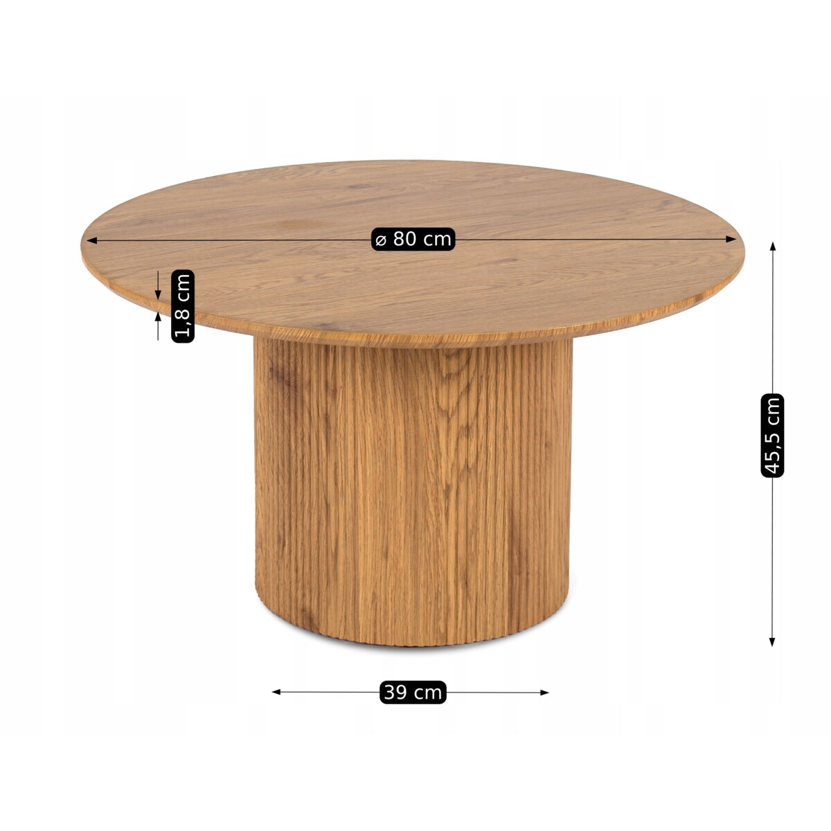 Stolik Kawowy Okrągły Mały Dąb Okrągła Ława MAYLIN MAX