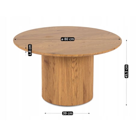 Stolik Kawowy Okrągły Mały Dąb Okrągła Ława MAYLIN MAX