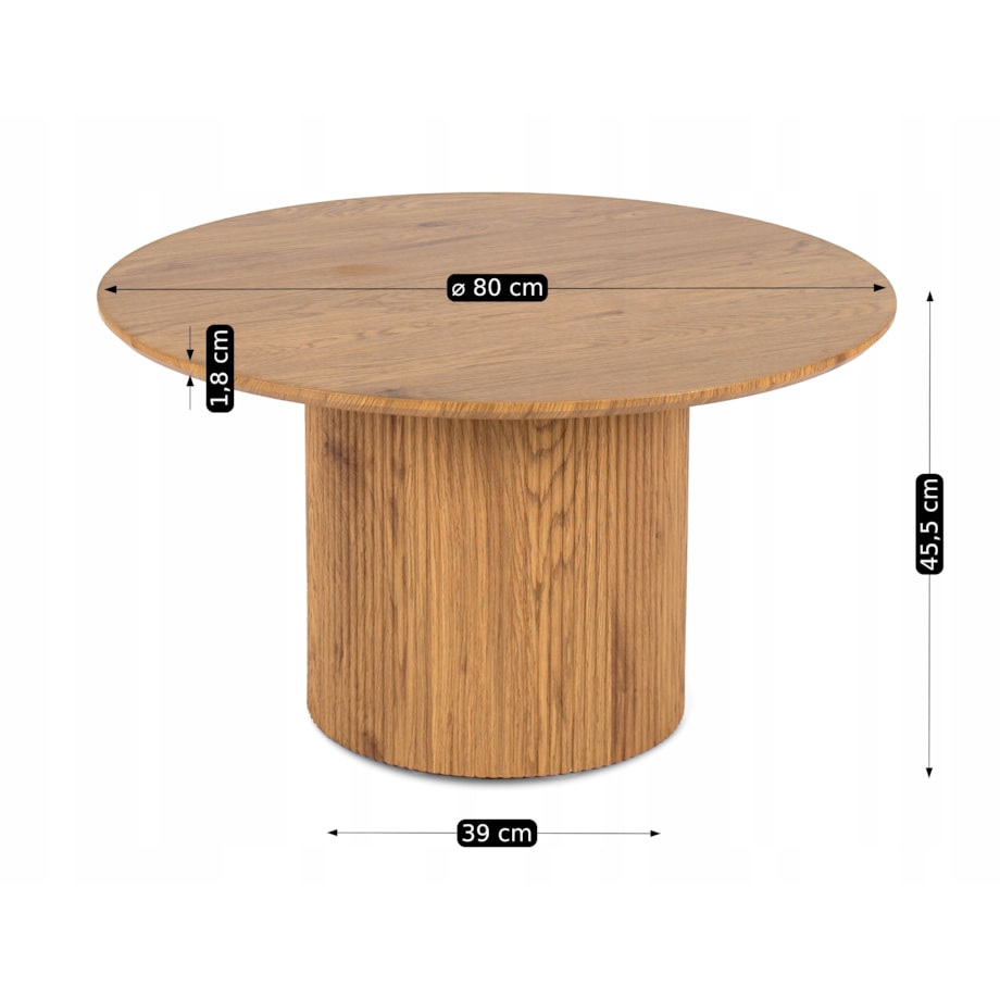 Stolik Kawowy Okrągły Mały Dąb Okrągła Ława MAYLIN MAX