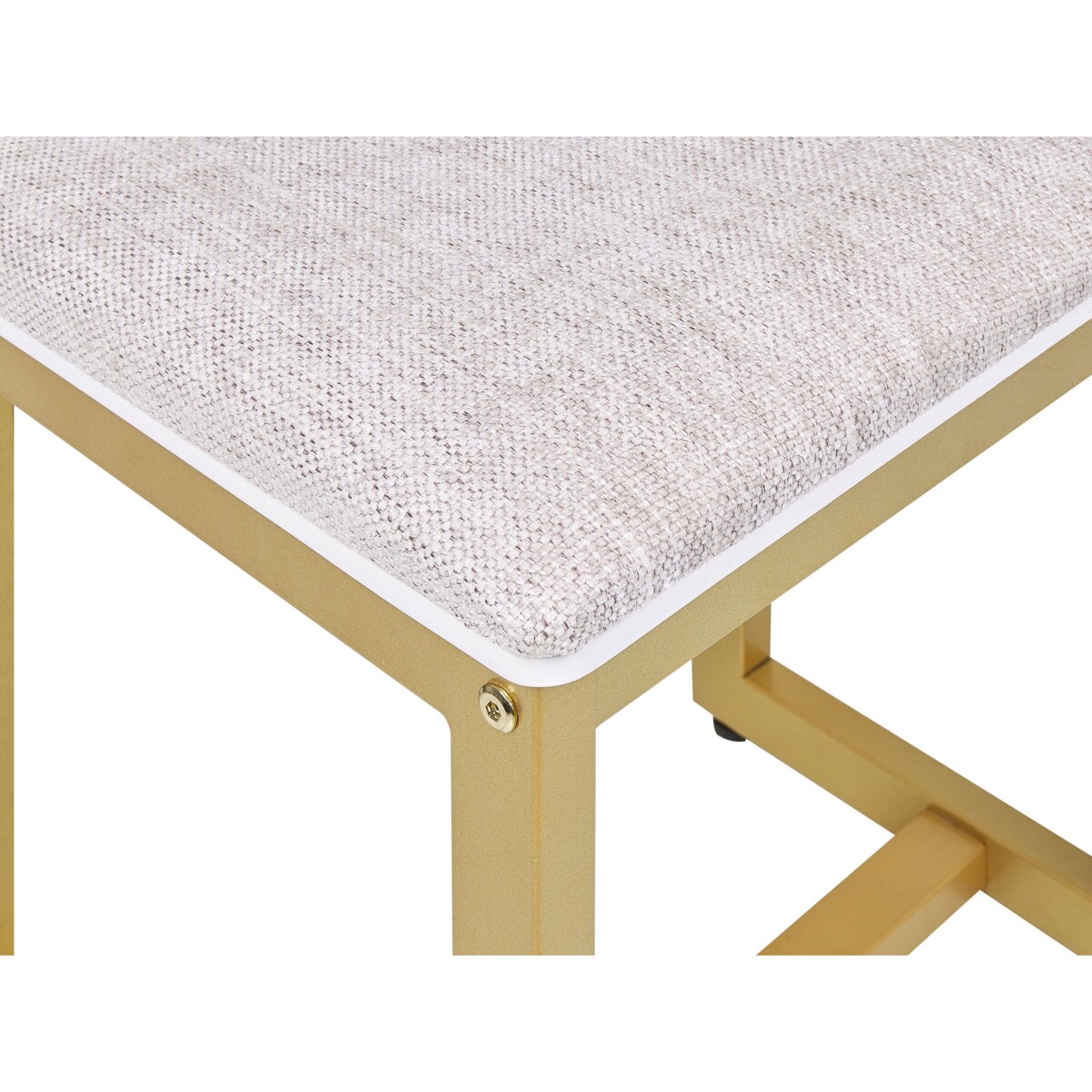 Toaletka 4 szuflady lustro LED ze stołkiem biało-złota AUXON