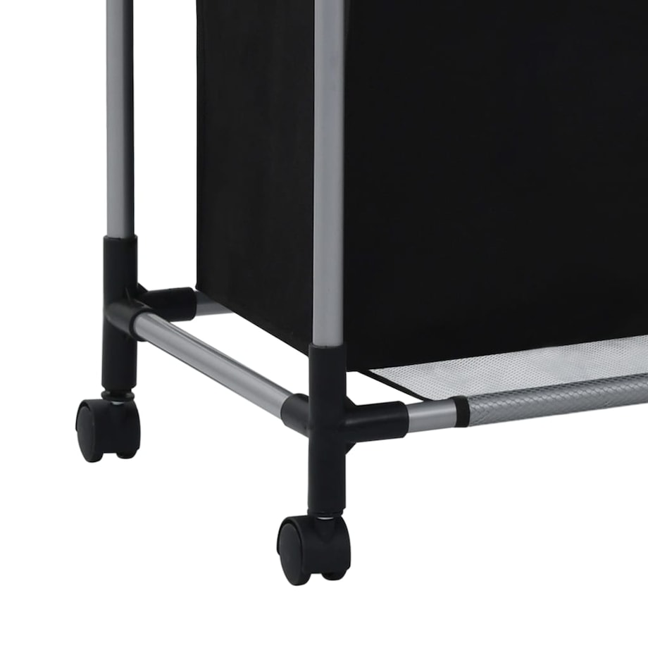 vidaXL Sortownik na pranie z 3 pojemnikami, czarny, stalowy