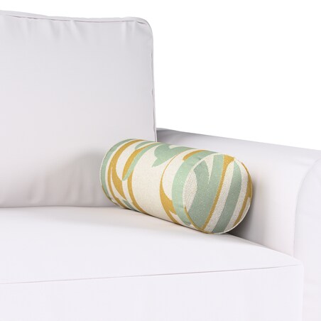 Poduszka wałek prosty, miętowo-żółte wzory na kremowym tle, Ø16 x 40 cm, Cosy Home