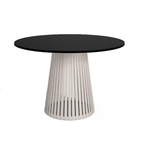 Stół VIV okrągły z lamelami do salonu, blat 90 cm czarny -podstawa kaszmir
