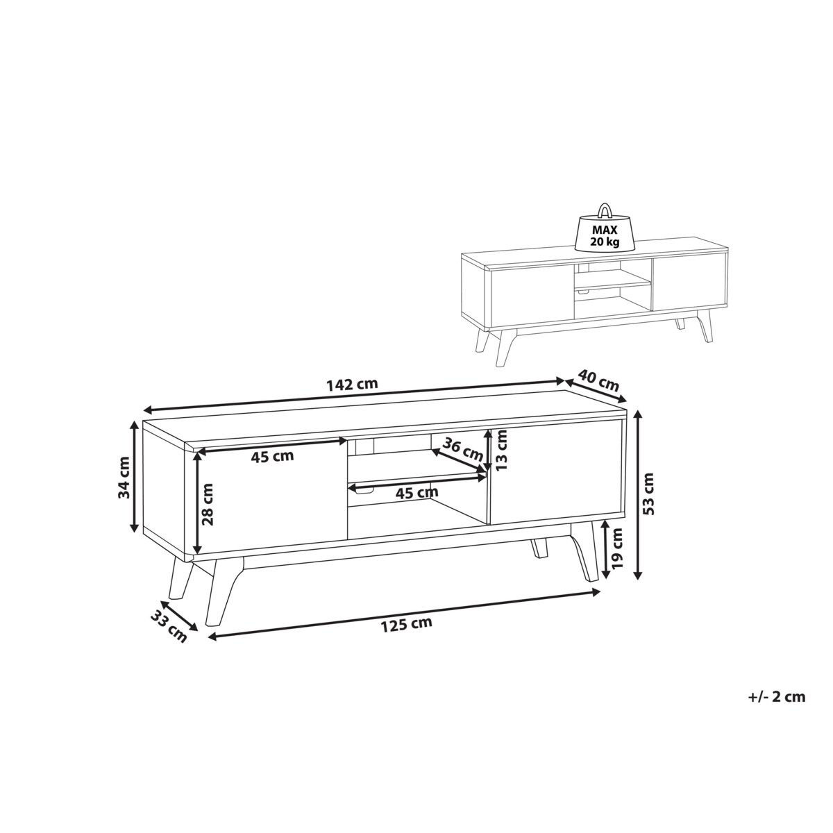 Szafka RTV ciemne drewno z białym ROCHESTER