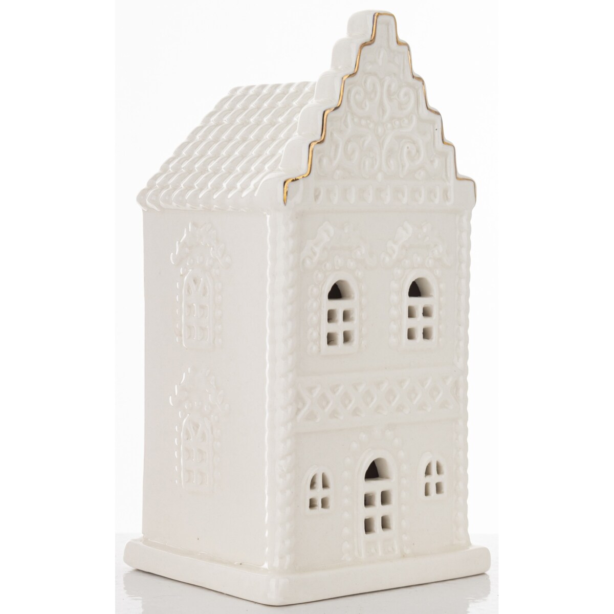 Ceramiczny biały domek LED 15,5x8 cm ADANIK