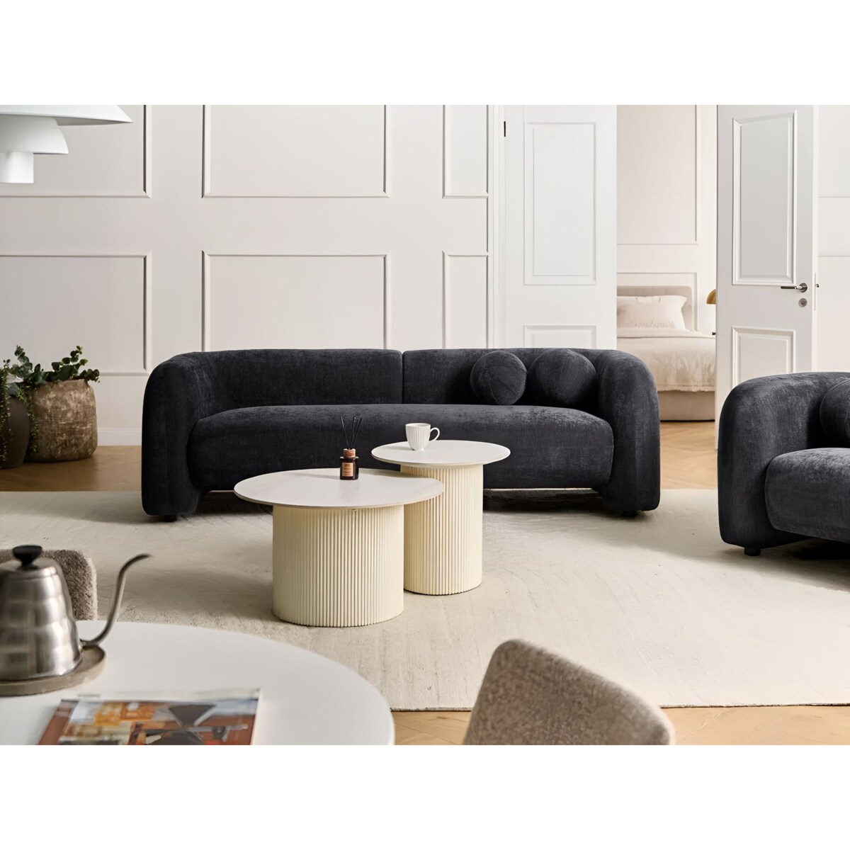 Sofa dla 3 osób LEIREN Czarny