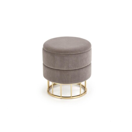 PUFA ZE SCHOWKIEM Godemia szara VELVET złota podstawa