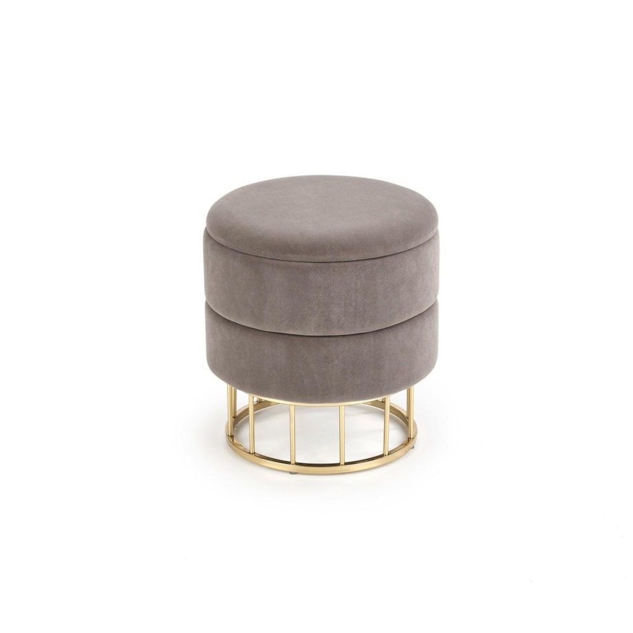 PUFA ZE SCHOWKIEM Godemia szara VELVET złota podstawa