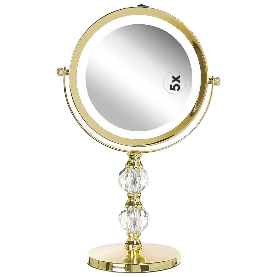 Lusterko kosmetyczne LED ø 18 cm złote CLAIRA