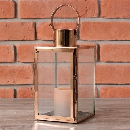 LAMPION ROSE GOLD metal / szkło wys. 31cm