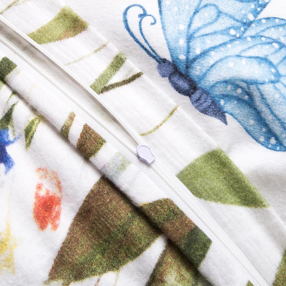 Pościel flanelowa 180x200 Florina Snow biała z kolorowymi kwiatami, Flanelove