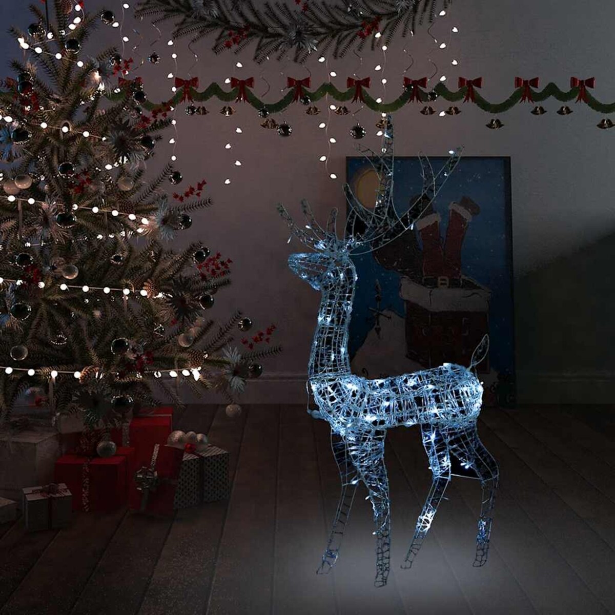 vidaXL Świąteczny renifer, akrylowy, 140 zimnych białych diod LED