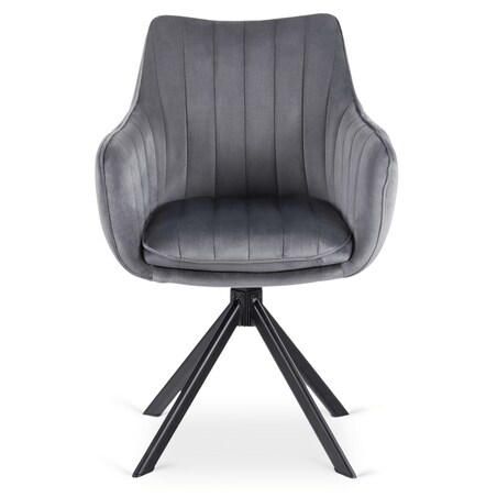 Krzesło Obrotowe Kubełkowe Welurowe Do Jadalni Salonu Szary MUMBAI